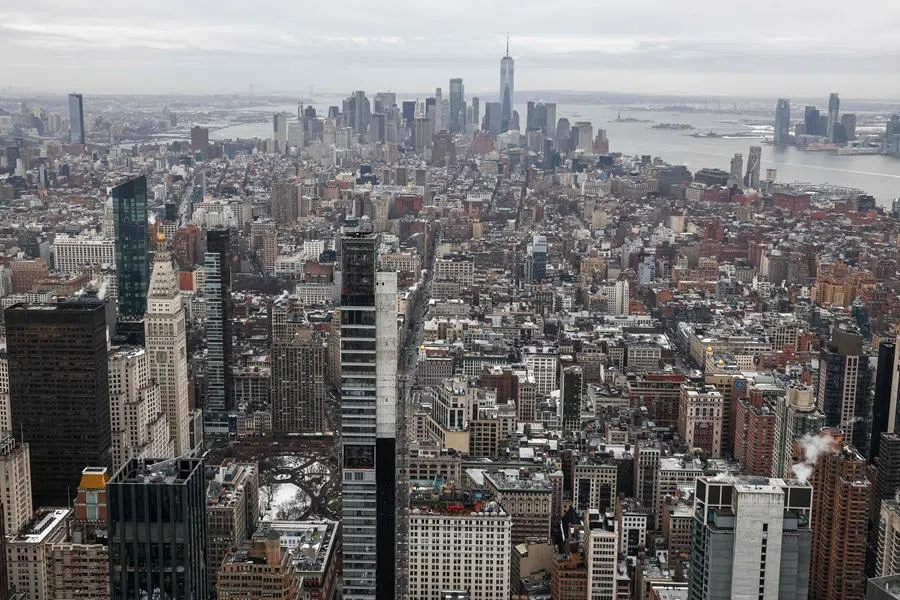 The lower Manhattan skyline is pictured from the top of the Empire State Building in New York on 3 March 2026. (Charly Triballeau/AFP)