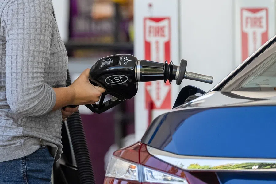 A driver refuels a vehicle at a Shell gas station in Palo Alto, California, US, on 21 July 2026.