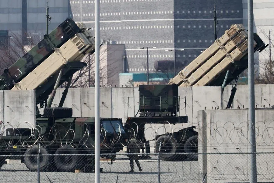US Patriot missile defense systems at a US army base in Pyeongtaek, South Korea, on 10 March 2026. (Kim Hong-Ji/Reuters)