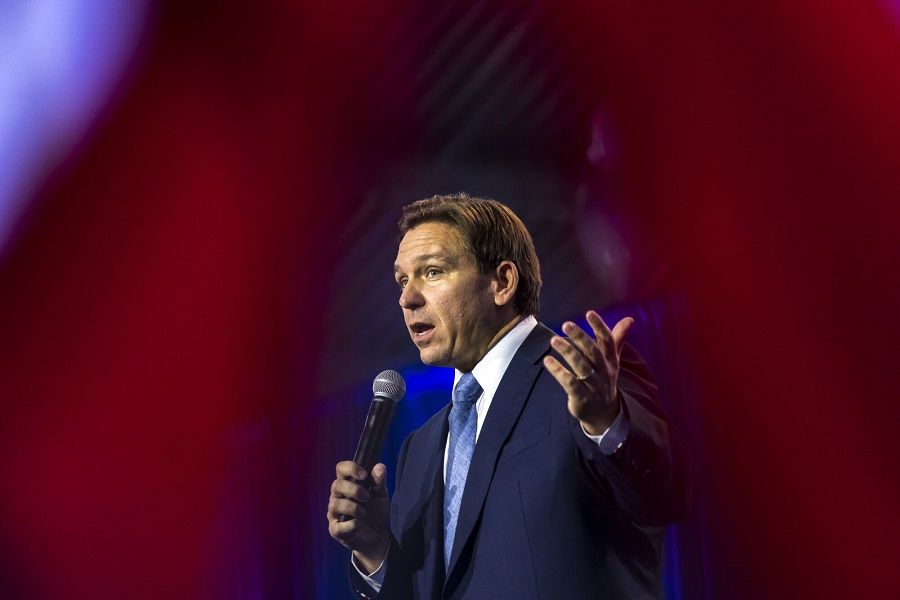 Ron DeSantis, governor of Florida, speaks during a Freedom Blueprint event in Des Moines, Iowa, US, on 10 March 2023. (Kathryn Gamble/Bloomberg)