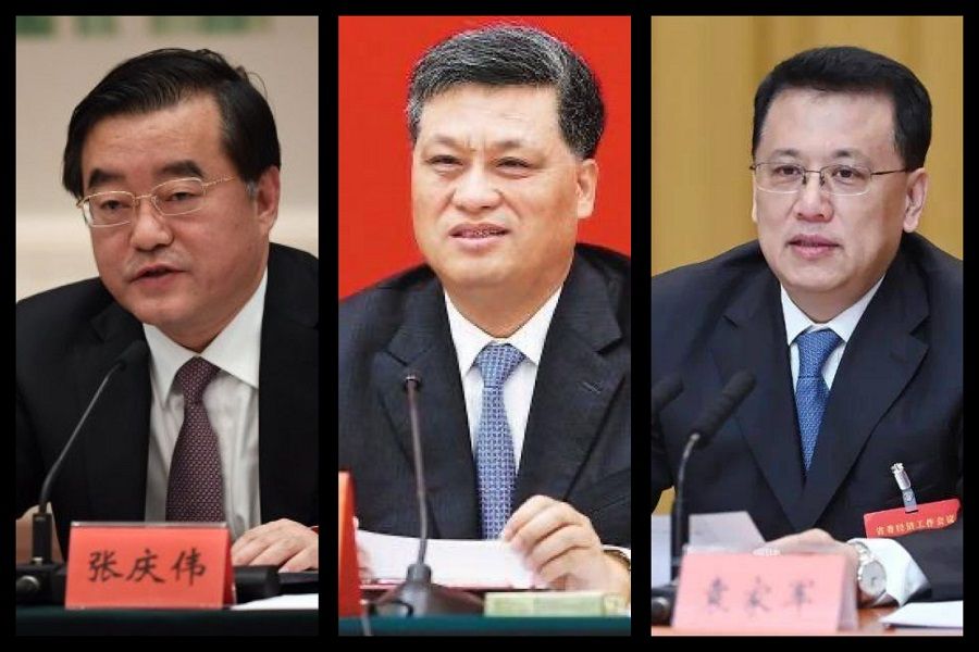 (left to right) Hunan party secretary Zhang Qingwei, Xinjiang party secretary Ma Xingrui and Zhejiang party secretary Yuan Jiajun. (Internet)