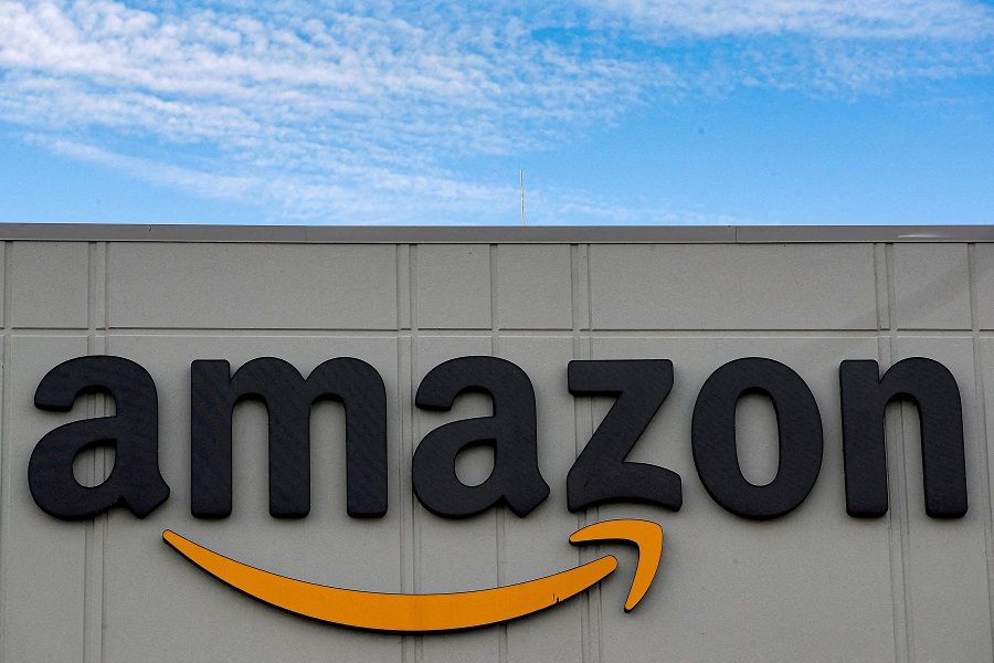 The Amazon logo is seen outside its JFK8 distribution centre in Staten Island, New York, US, 25 November 2020. (Brendan McDermid/File Photo/Reuters)