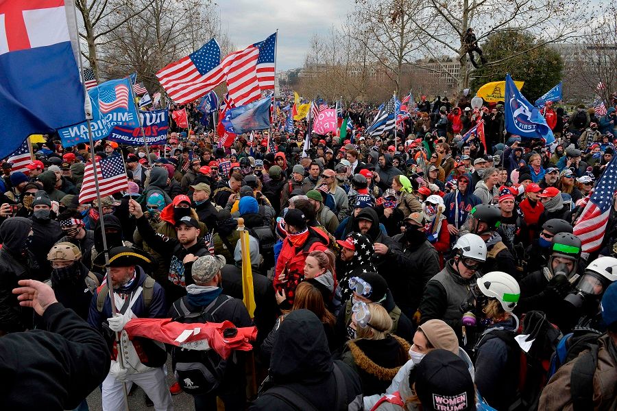 Trump supporters fill the area around the US Capitol in Washington DC on 6 January 2021. (Joseph Prezioso/AFP)