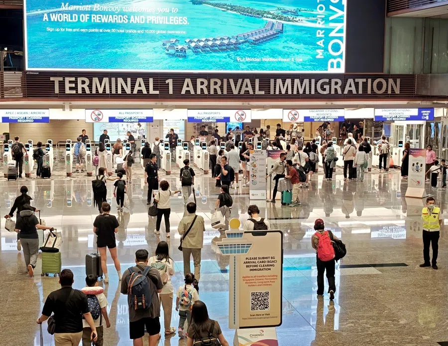 Photo of Singapore Changi Airport Terminal 1 arrival hall on 28 June 2026.