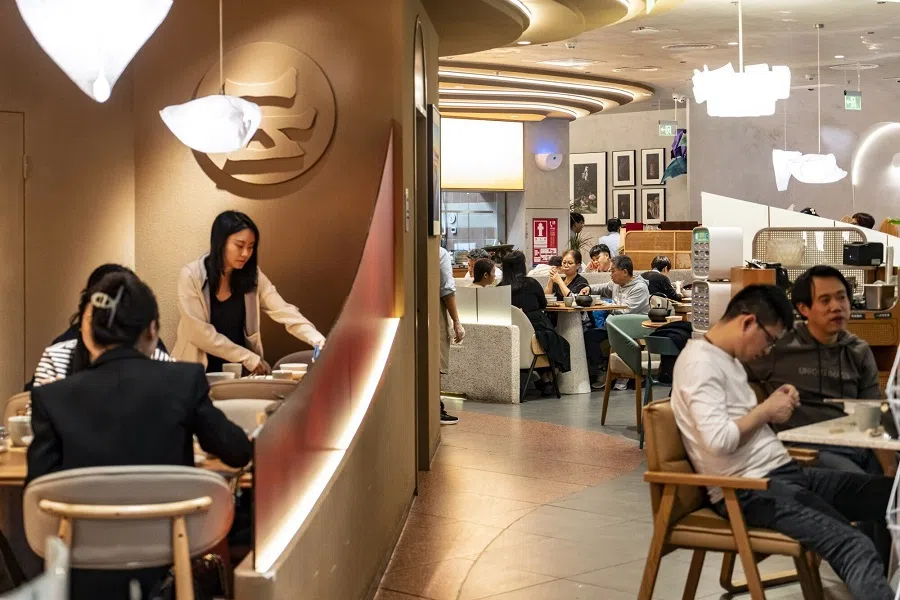 Customers at a restaurant in Shenzhen, China, on 19 January 2024. (Qilai Shen/Bloomberg)