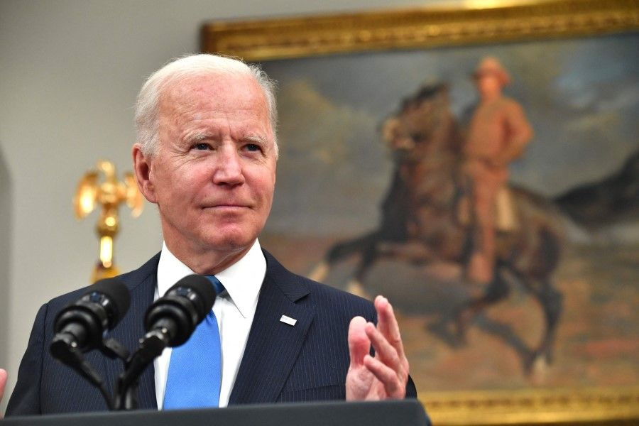 US President Joe Biden speaks in the Roosevelt Room of the White House in Washington, DC on 13 May 2021. (Nicholas Kamm/AFP)