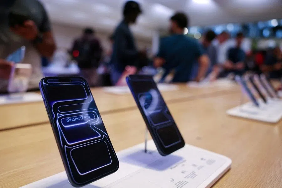 The iPhone 17 series on display at an Apple Store in New York City, US, on 19 September 2025. (Shannon Stapleton/Reuters)