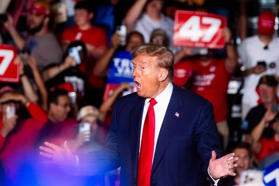 Former US President Donald Trump during a campaign event in Greensboro, North Carolina, US, on 22 October 2024. (Cornell Watson/Bloomberg)