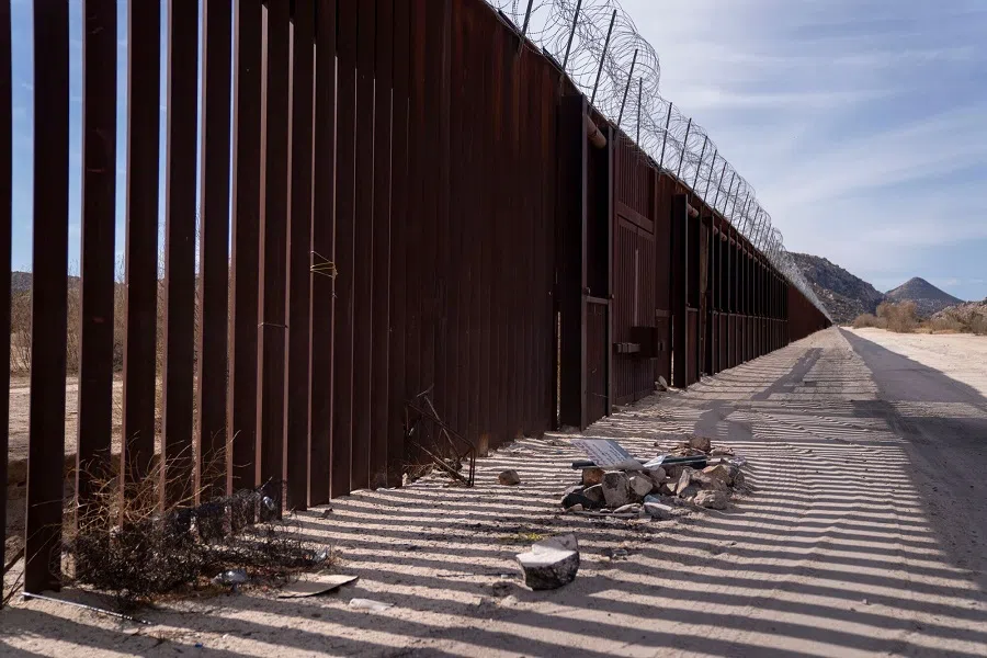 The border wall along on the US-Mexico border in Jacumba Hot Springs, California, US, on 19 November 2024. President-elect Donald Trump confirmed his intention to use the US military to carry out what he has vowed will be the largest mass deportation in US history. (Stefani Reynolds/Bloomberg)