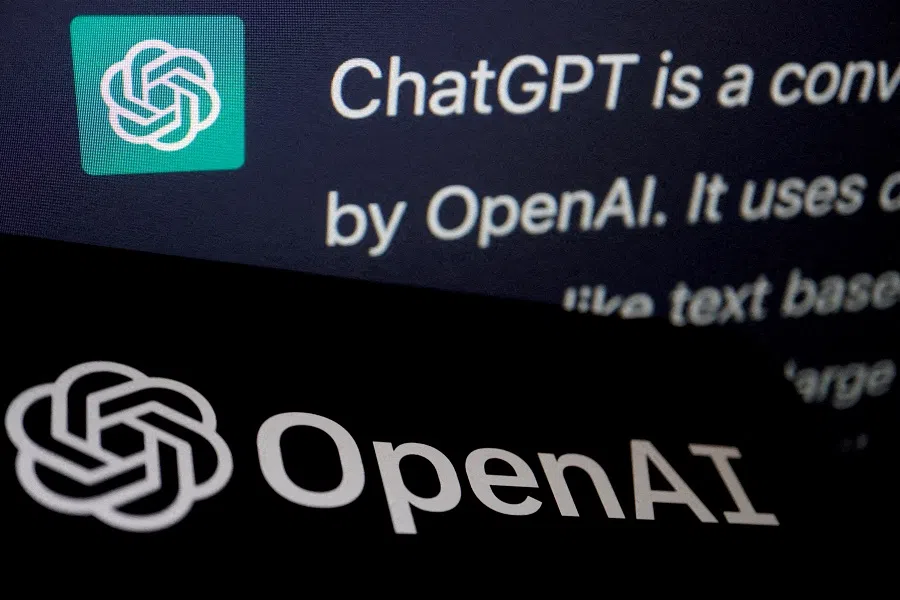 The logo of OpenAI is displayed near a response by its AI chatbot ChatGPT on its website, in this illustration picture taken on 9 February 2023. (Florence Lo/Illustration/File Photo/Reuters)