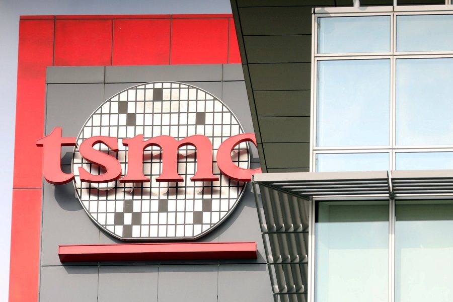 The logo of Taiwan Semiconductor Manufacturing Co (TSMC) is seen on one of its office buildings in Tainan, Taiwan, 20 August 2020. (Ann Wang/File Photo/Reuters)