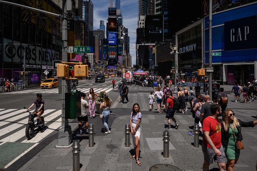 A general view shows Times Square in New York, US, on 10 June 2022. (Ed Jones/AFP)