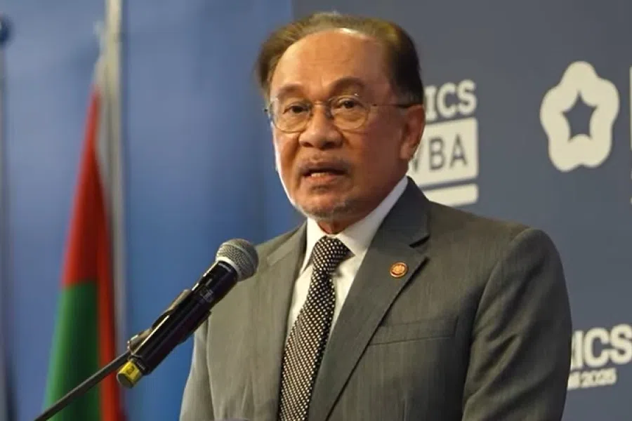 A screen grab from a video showing Malaysian Prime Minister Anwar Ibrahim speaking at the BRICS Business Forum in Rio de Janeiro, Brazil, on 5 July 2025.
