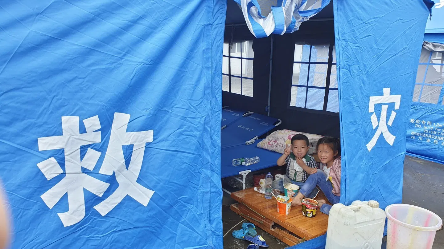 Disaster relief tents were set up at Sichuan after an earthquake hit the province. (SPH)