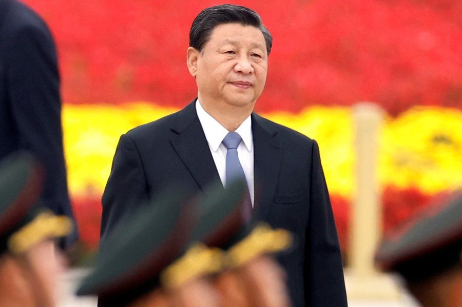 Chinese President Xi Jinping arrives for a ceremony at the Monument to the People's Heroes on Tiananmen Square to mark Martyrs' Day, in Beijing, China, 30 September 2021. (Carlos Garcia Rawlins/Reuters)