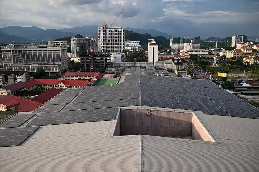 Solar panels on the roof of a building in Ipoh city, Perak, Malaysia, on 7 November 2022. (SPH Media)
