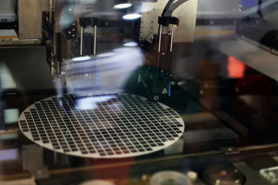Semiconductor equipment is displayed at the American Tec booth during Semicon China, a trade fair for the semiconductor industry, in Shanghai, China, 29 June 2023. (Nicoco Chan/Reuters)