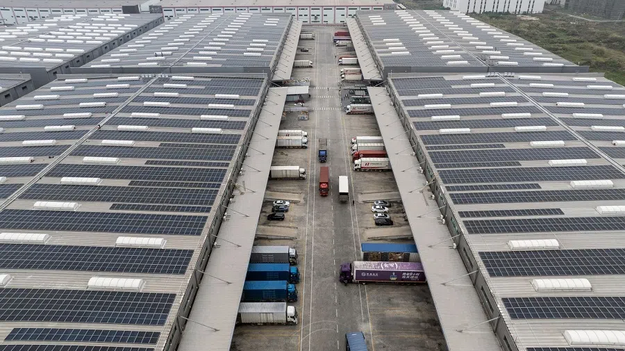 Trucks at a Shein logistics center in Zhaoqing, Guangdong province, China, on 8 April 2025. (Qilai Shen/Bloomberg)