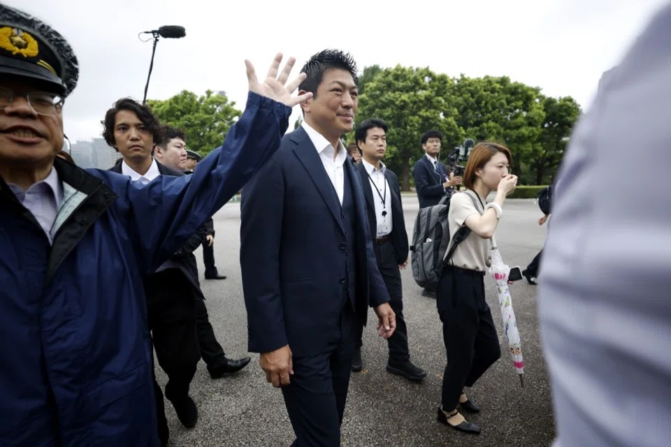 Sohei Kamiya, leader of the Sanseito party, centre, arrives at the National Diet building in Tokyo, Japan, on 1 August 2025. Sanseito, a right-wing populist force pushing a “Japanese-First” agenda, made a surprise leap ahead in the upper house election last month. (Kiyoshi Ota/Bloomberg)