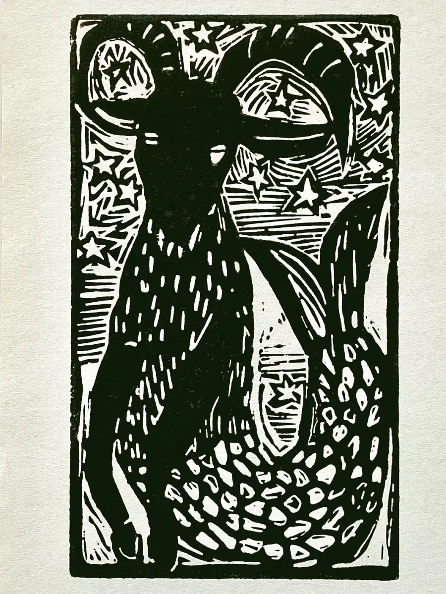 Another Capricorn woodcut created by artist Xavier Wei. (Image: Xavier Wei)