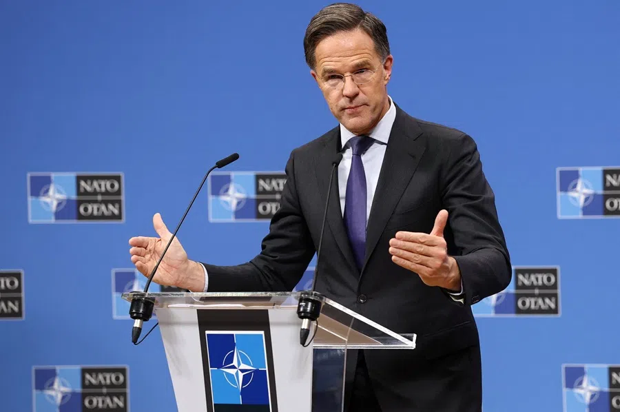 NATO secretary-general Mark Rutte speaks during a press conference in Brussels, Belgium, on 3 December 2025. (Yves Herman/Reuters)