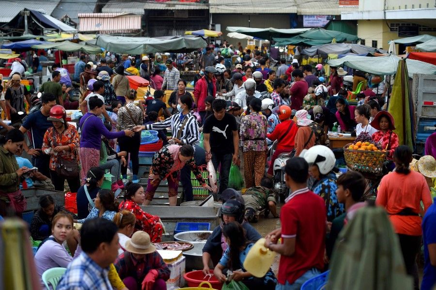 A general view shows a market in Phnom Penh on 2 October 2020. (Tang Chhin Sothy/AFP)