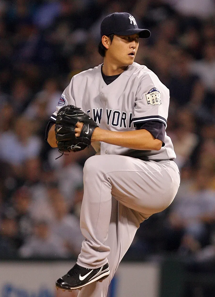 A shot of Taiwanese baseball pitcher Wang Chien-ming, when he played for the New York Yankees of the Major League Baseball in 2008.  (Liberty Times)