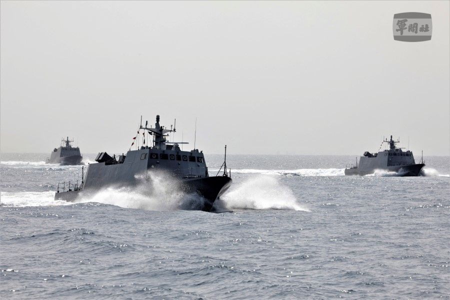 Ships of the Taiwan Navy take part in a military exercise in Taiwan in this handout picture released on 10 April 2023. (Military News Agency/Handout via Reuters)