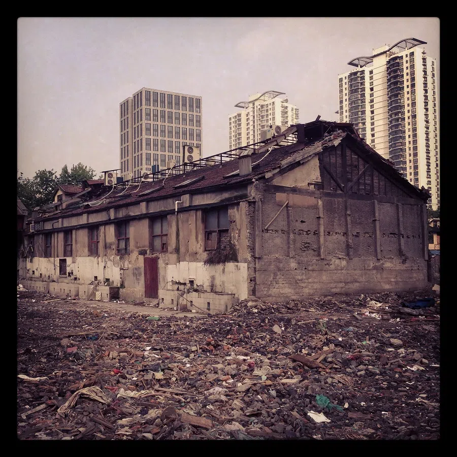 Demolition in progress in the extended Xintiandi area.