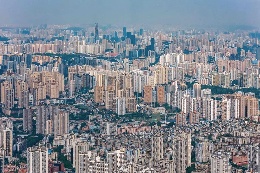 This aerial photo taken on 5 November 2023 shows buildings in Chongqing, China. (AFP)