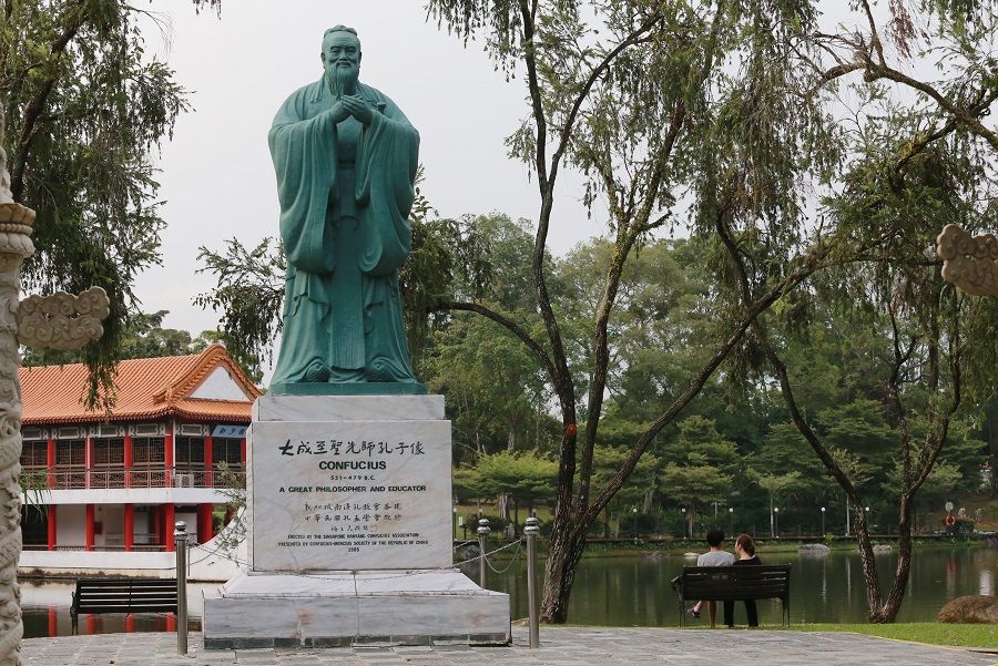 A statue of Confucius in Singapore's Chinese Garden. (SPH)