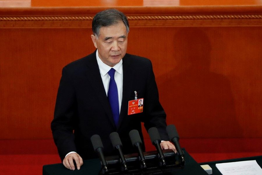 Wang Yang, chairman of the National Committee of the Chinese People's Political Consultative Conference (CPPCC), speaks at the opening session of the CPPCC at the Great Hall of the People in Beijing, 21 May 2020. (Carlos Garcia Rawlins/REUTERS)