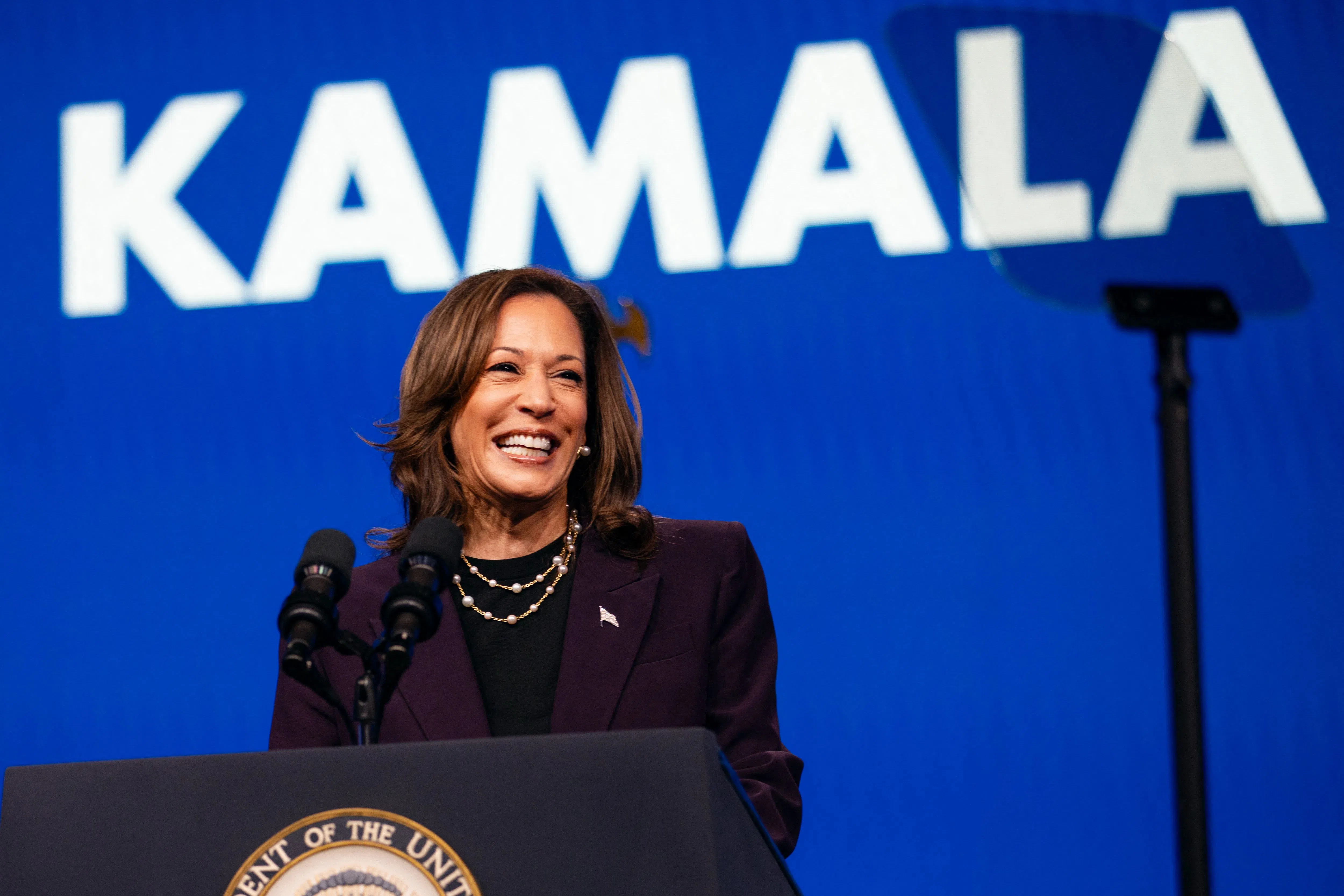 Kamala Harris speaks at the American Federation of Teachers’ 88th National Convention on 25 July 2024 in Houston, Texas. (Montinique Monroe/Getty Images via AFP)