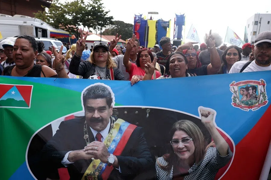 Supporters of Venezuela's government rally to demand the release of ousted President Nicolás Maduro and his wife, Cilia Flores, two months after their capture by the US, in Caracas, Venezuela, 3 March 2026.
