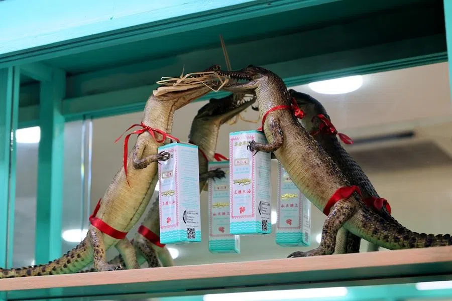 Chop Wah On’s classic Shake Hand Brand crocodile oil. (Long Kwok Hong/SPH Media)