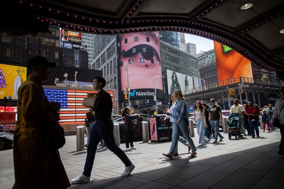 The Nasdaq MarketSite in New York, US, on 22 April 2025.  (Michael Nagle/Bloomberg)
