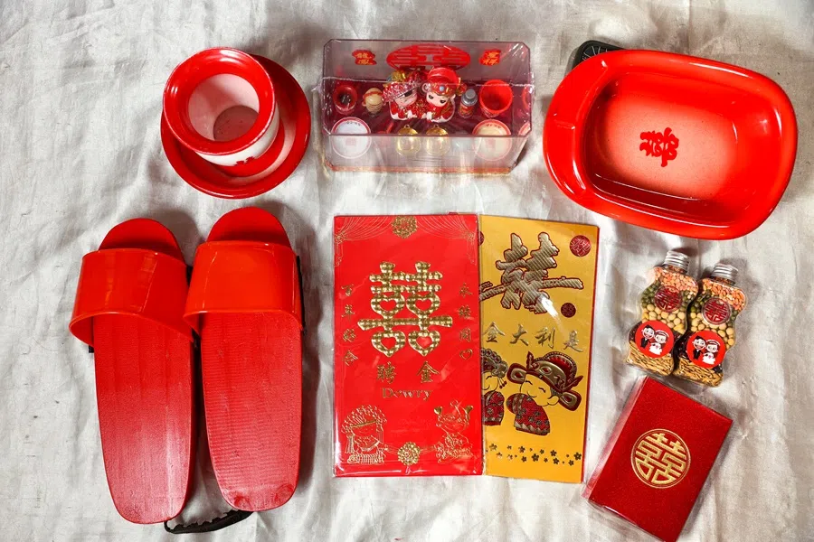 Some items used in a traditional Chinese wedding.