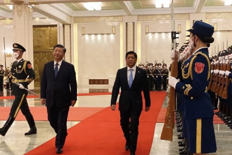 Chinese President Xi Jinping leads the welcome reception for Philippine President Ferdinand Marcos Jr at the Great Hall of the People in Beijing, China on 4 January 2023. (Ferdinand Marcos/Instagram)