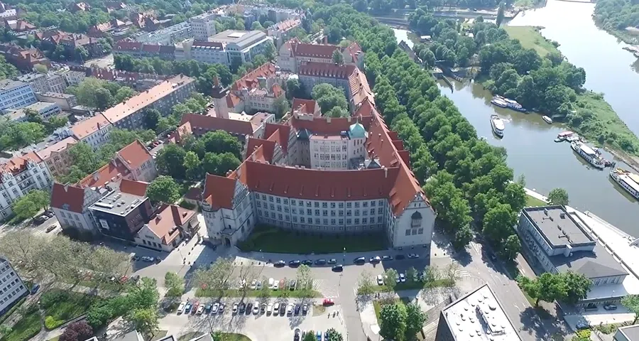 An aerial view of the Wrocław University of Science and Technology.