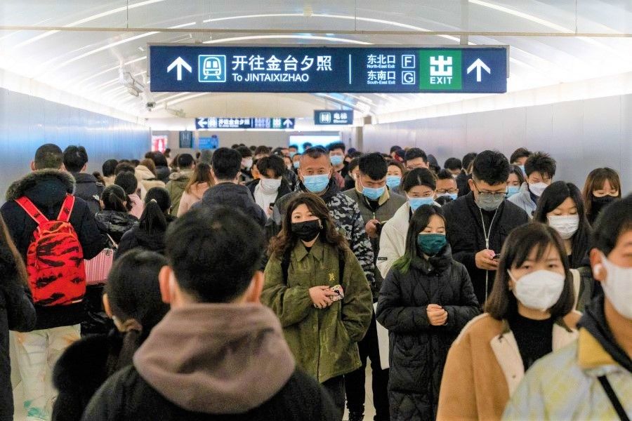 Commuters at a subway station in Beijing, China, on 15 February 2023. (Bloomberg)