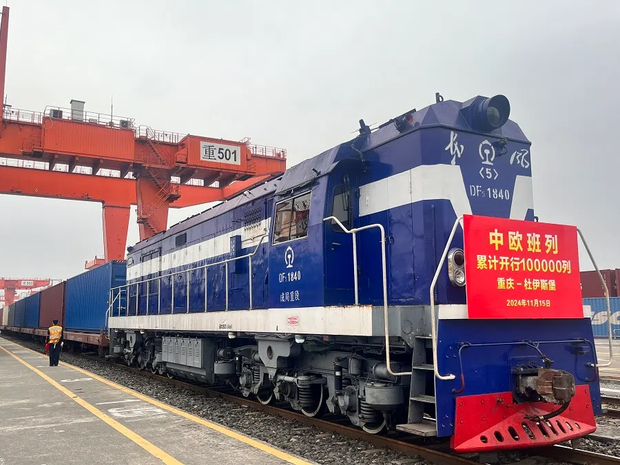 Chongqing sent the 100,000th freight train to Duisburg on 15 November 2024.