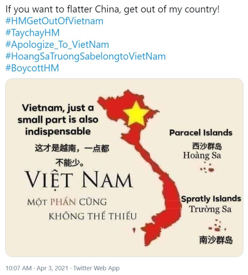This image taken off Twitter shows sentiments in Vietnam. (Twitter)
