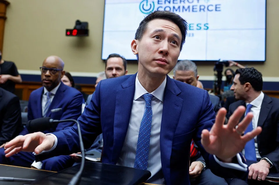 TikTok CEO Shou Zi Chew reacts during a session for him to testify before a House Energy and Commerce Committee hearing on Capitol Hill in Washington, US, 23 March 2023. (Evelyn Hockstein/Reuters)