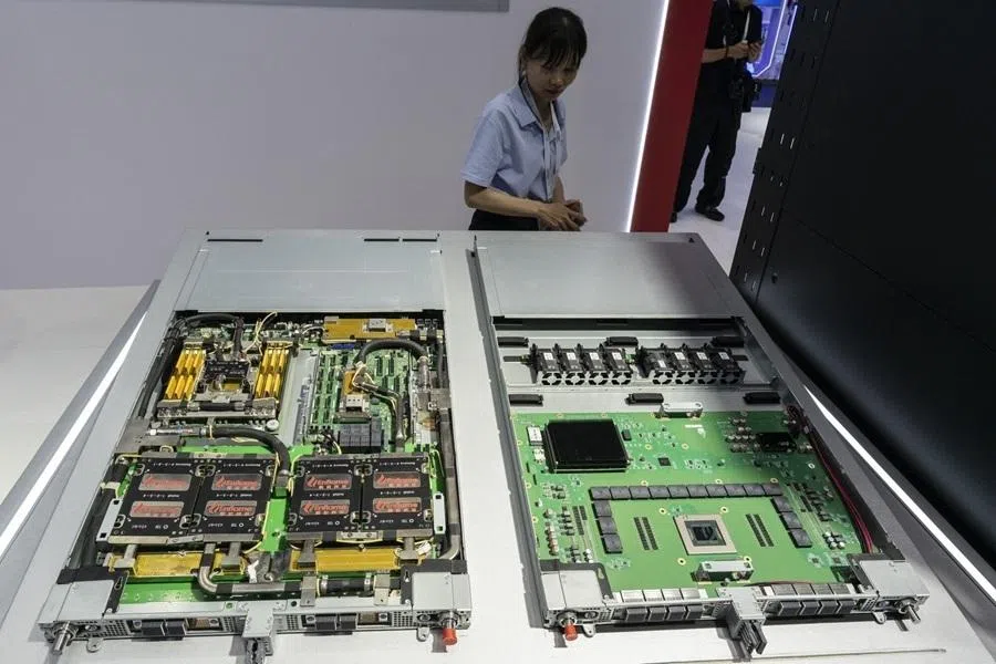 A Enflame Technology Co. ESL64-O supernode on display at the WAIC in Shanghai, China, on 17 July 2026.