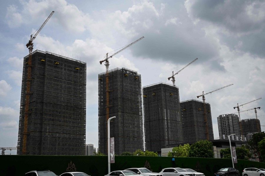 A general view shows Evergrande residential buildings under construction in Guangzhou, in China's southern Guangdong province on 18 July 2022. (Jade Gao/AFP)