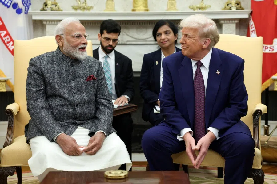 US President Donald Trump meets with Indian Prime Minister Narendra Modi at the White House in Washington, DC, US, on 13 February 2025. (Kevin Lamarque/Reuters)