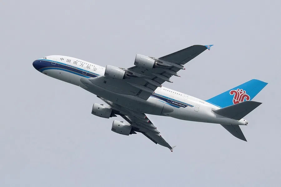 A China Southern Airlines Airbus A380-800 plane takes off from Sydney Airport in Sydney, Australia, 28 October 2020. (Loren Elliott/File Photo/Reuters)