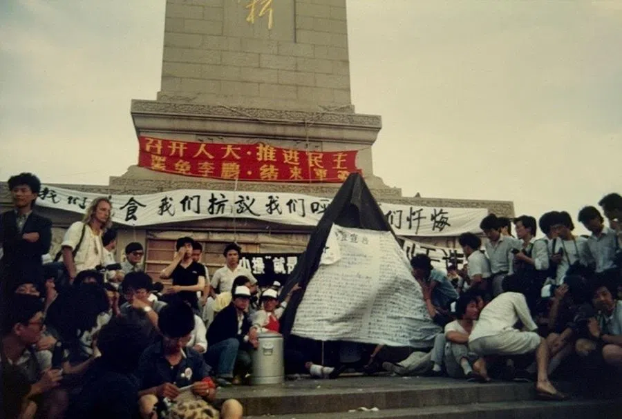 The Monument to the People’s Heroes in Tiananmen Square.