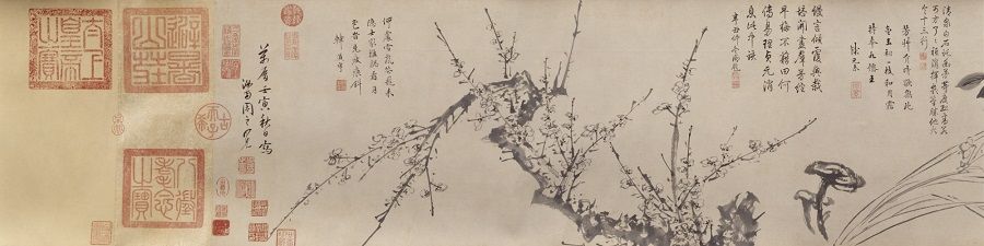 A work that Zhang Boju donated to the country: Zhou Zhimian, Hundred Flowers (《百花图》), partial, The Palace Museum. (Internet)