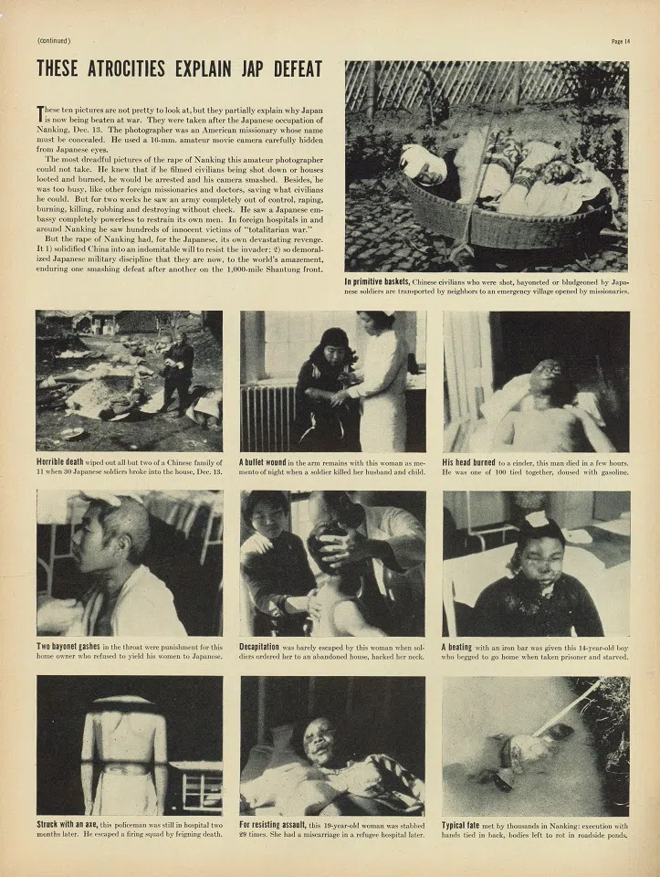 In 1937, Life magazine in the US first reported on the Nanjing Massacre, and Western churches provided aid to the Chinese people.